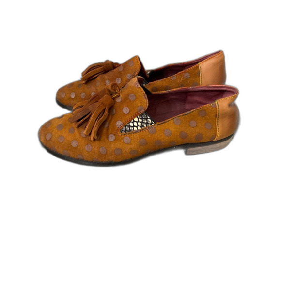SPRING STEP L'ARTISTE KLASIK Leather Dot Tassel Flats Loafers 36/ US 5.5 brown* - Picture 1 of 15